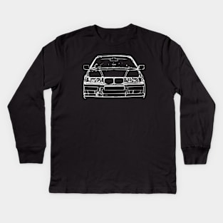 White E36 Car Sketch Art Kids Long Sleeve T-Shirt